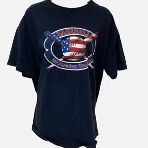 “Baseball American Tradition” t-shirt.  Size Large, blue base.